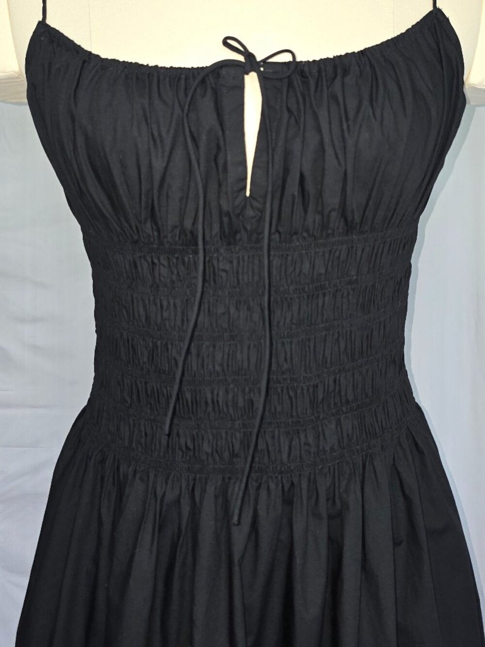 NWT J.Crew Reverie Dress Cotton Poplin Black Smocked Midi Size M CX056
